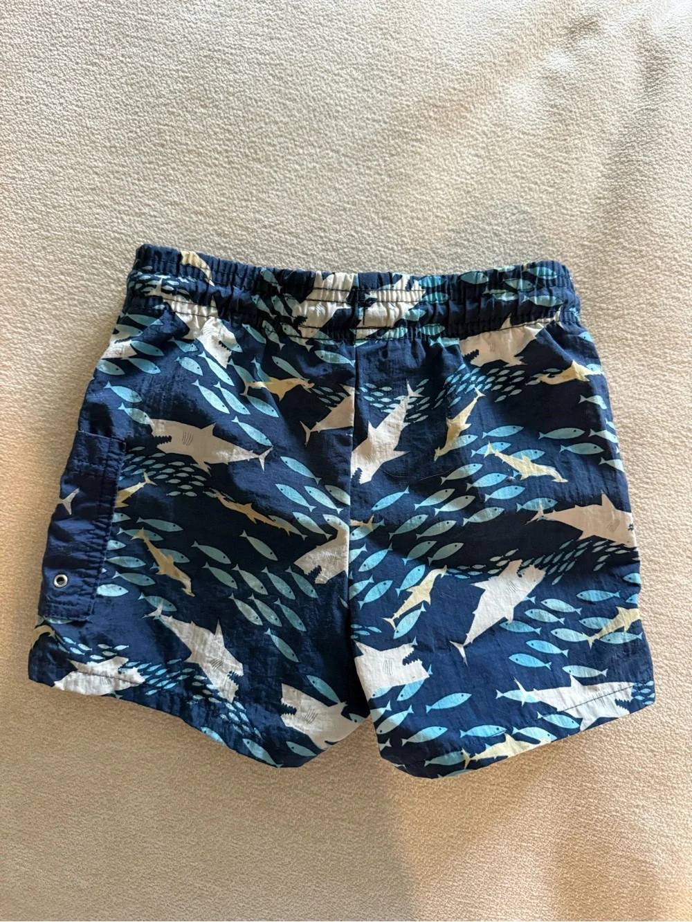 Disney FINDING NEMO Navy and Light Blue Shark & Fish Swim Trunks